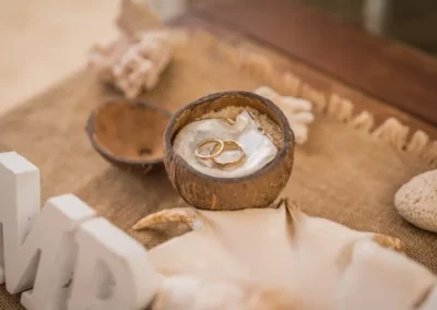 Jennifer Daniel's wedding ring in coconut shell
