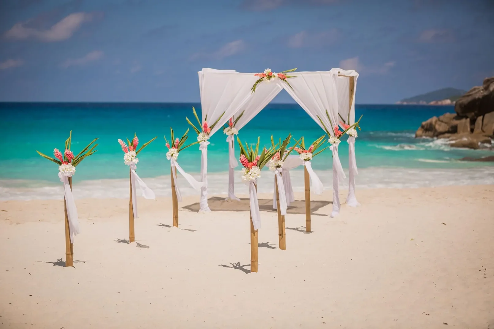 Bride and Groom Entrance decoration in beach wedding